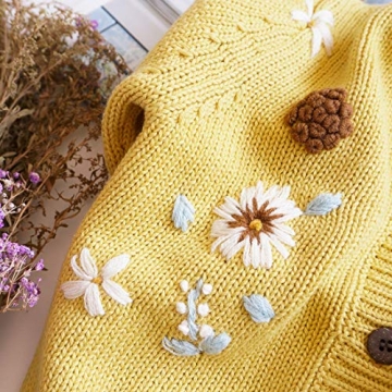 Hand-Knitted Baby Cardigan with Embroidery for Girls 3-4 Years
