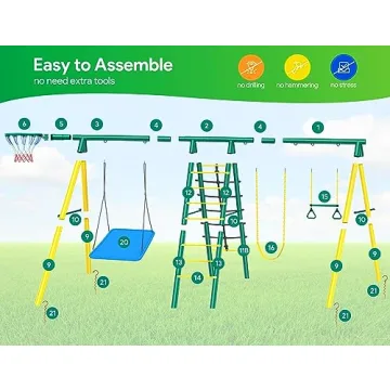 Osorie 6 in 1 Outdoor Swing Set for Kids - Fun and Durable