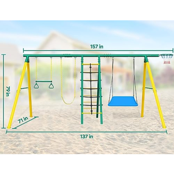 Osorie 6 in 1 Outdoor Swing Set for Kids - Fun and Durable
