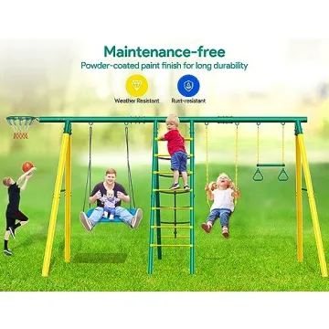 Osorie 6 in 1 Outdoor Swing Set for Kids - Fun and Durable