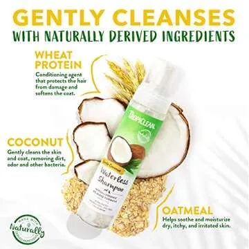 TropiClean Hypoallergenic Waterless Dog Shampoo | Dry Shampoo for Dogs With Sensitive Skin | Natural Dog Shampoo Derived from Natural Ingredients | Cat Friendly | Made in the USA | 7.4 oz