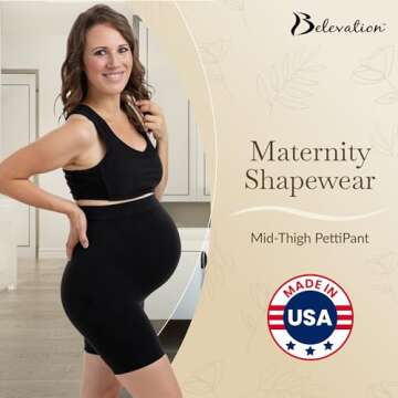 Belevation Womens Maternity Shapewear Mid-Thigh Pettipant X-Large Black