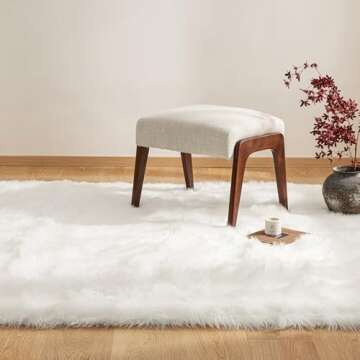 Ashler faux fur rug, Fluffy Shaggy Area Rug Ultra Soft 3 x 5 Feet Rectangle Fur Rug White Fuzzy Rug Machine Washable Shag Rug, Nursery Decor Throw Rugs for Bedroom, kids room, Living Room