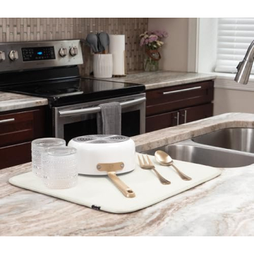 S&T INC. Dish Drying Mat - Large 16" x 18" Cream