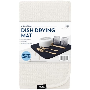 S&T INC. Dish Drying Mat - Large 16" x 18" Cream
