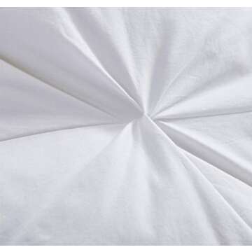 Luxurious All-Season Goose Down Fiber Waterfowl Feather Fiber Comforter King Size Duvet Insert, Exquisite Pinch Pleat Design, Premium Baffle Box, 100% Cotton Cover, 65 oz. Fill Weight, White Color