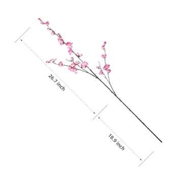 Ammyoo Artificial Faux Plants Flowers Indoor Spring Decor，4 Bundles Fake Silk Plum Blossom,Faux Silk Cherry Blossom Branches for Wedding Office Party Hotel Home Decor，Vase Not Included