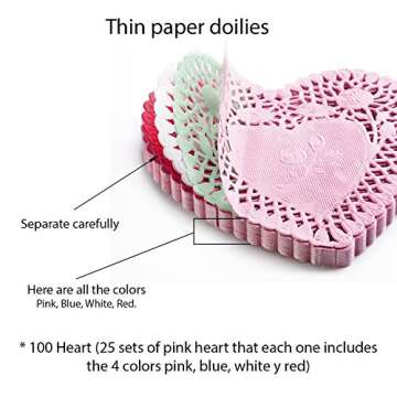 RIVCOIM Heart Doilies: Elegant Paper Doilies for Crafts and Valentines 4 inch - 100 Pcs of Paper Hea...