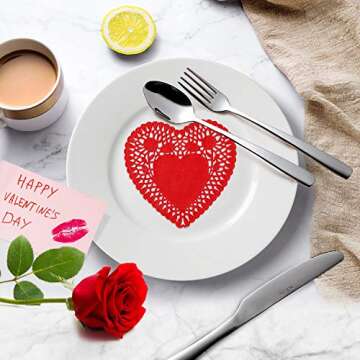 RIVCOIM Heart Doilies: Elegant Paper Doilies for Crafts and Valentines 4 inch - 100 Pcs of Paper Heart Doilies in Red, Pink, White, Blue (25 Each) - Perfect for Creative Decorations.