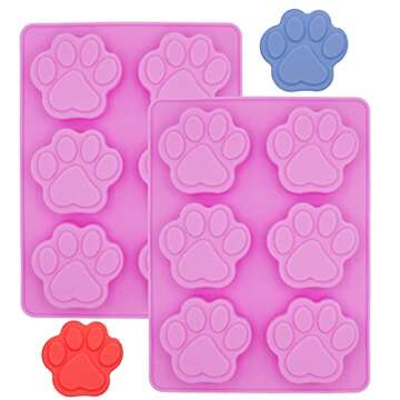2 Pack Dog Homemade Treat Mold, Puppy Dog Paw Shaped, Reusable Silicone Molds, Easy to clean, Suitable for Microwave Oven, Refrigerator