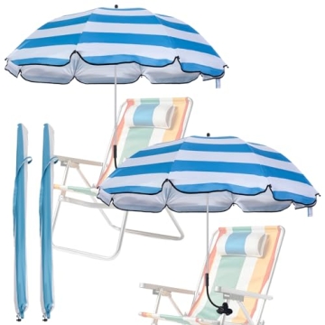 Sadnyy 2 Pcs Beach Chair Umbrella with Universal Adjustable Clamp 38'' Portable Wheelchair Umbrella ...