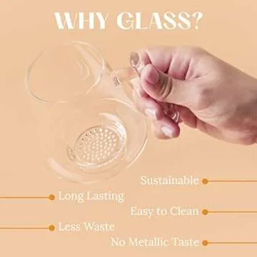 Pure Over Brew Kit XL - Glass Pour Over Coffee Maker Kit - 6 Piece Set with Carafe - Pour Over Coffee Dripper w/Built-In Paperless Reusable Glass Filter - Made of Borosilicate Glass