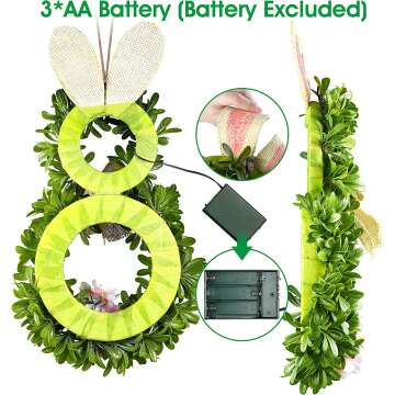 BOMMETER Easter Wreath with Timer & 20 LED Lights