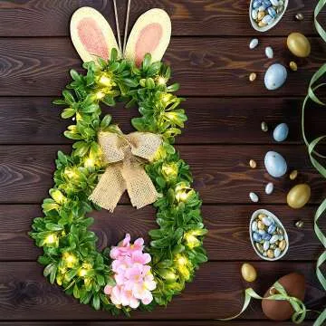 BOMMETER Easter Wreath with Timer & 20 LED Lights