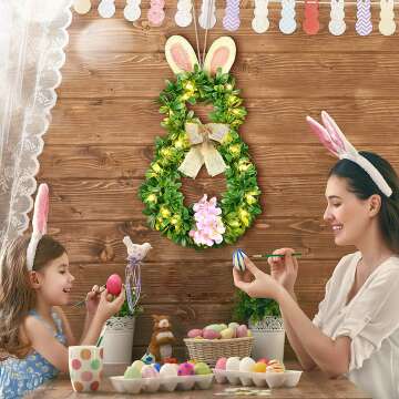 BOMMETER Easter Wreath with Timer & 20 LED Lights