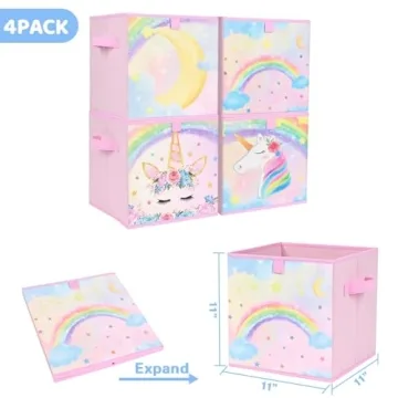 WERNNSAI Unicorn Storage Bins - Fun Organizers for Kids