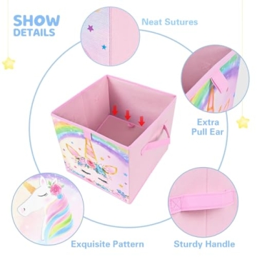 WERNNSAI Unicorn Storage Bins - Fun Organizers for Kids