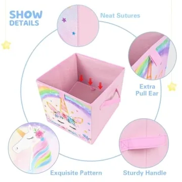WERNNSAI Unicorn Storage Bins - Fun Organizers for Kids