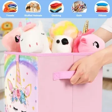 WERNNSAI Unicorn Storage Bins - Fun Organizers for Kids