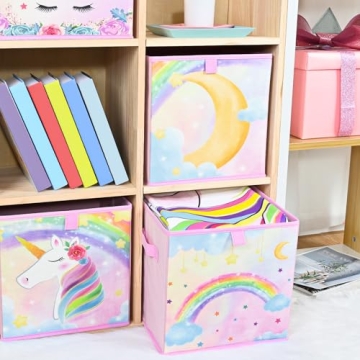 WERNNSAI Unicorn Storage Bins - Fun Organizers for Kids