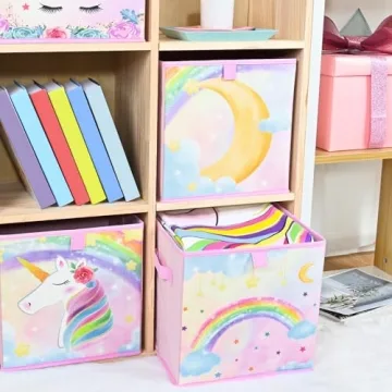 WERNNSAI Unicorn Storage Bins - Fun Organizers for Kids