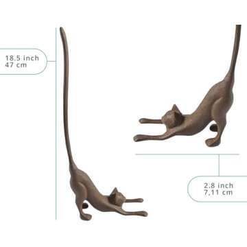 Comfify Yoga Cat Decorative Paper Towel Holder or Toilet Paper Holder Adorable “Downward Dog” Pose Kitty- Cast Iron Paper Towel Stand - Antiqued Cast Iron Storage - Multiple uses - 19” Tall.