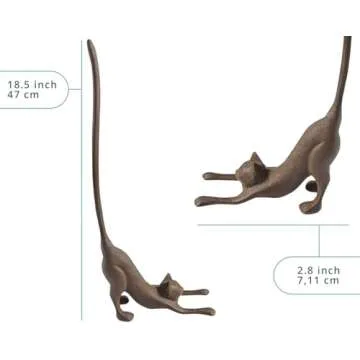 Comfify Yoga Cat Decorative Paper Towel Holder or Toilet Paper Holder Adorable “Downward Dog” Pose Kitty- Cast Iron Paper Towel Stand - Antiqued Cast Iron Storage - Multiple uses - 19” Tall.