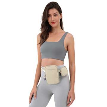ODODOS Unisex Crossbody Bag with Removable Small Pouch Adjustable Belt Bag for Cell Phone Travel Workout Running Hiking, Beige