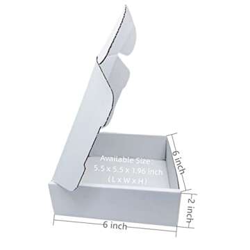 Small White Box 6 x 6 x 2 Inch 50 Pack Recyclable Corrugated Gift Mailers Storage Business Packaging...