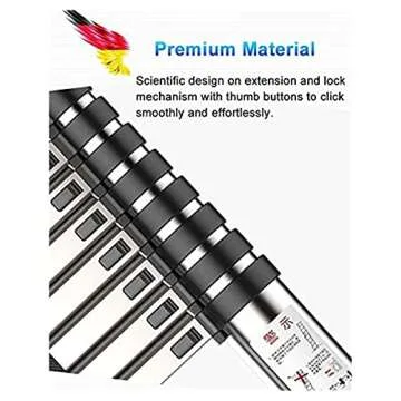 XHP Aluminum Telescopic Extension Ladder with Safety Support Bar, 20ft/23ft/26ft Tall Engineering Telescoping Extending Ladder for Home Loft Attic Work Build Celling (Size : 6.3M/20ft)