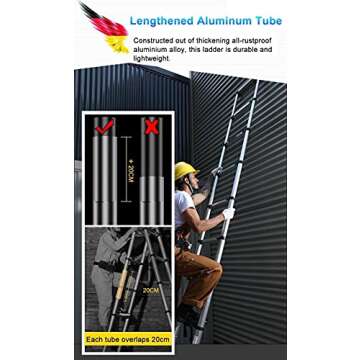 XHP Aluminum Telescopic Extension Ladder with Safety Support Bar, 20ft/23ft/26ft Tall Engineering Telescoping Extending Ladder for Home Loft Attic Work Build Celling (Size : 6.3M/20ft)