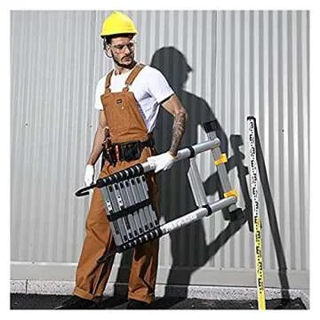 XHP Aluminum Telescopic Extension Ladder with Safety Support Bar, 20ft/23ft/26ft Tall Engineering Telescoping Extending Ladder for Home Loft Attic Work Build Celling (Size : 6.3M/20ft)