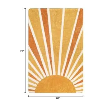 Lahome Sun Print Machine Washable Area Rugs-4x6 Rug for Bedroom, Large Non-Slip Throw Rugs for Livin...