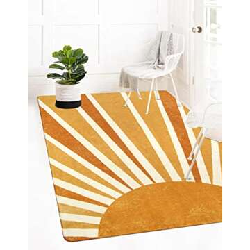 Lahome Sun Print Machine Washable Area Rugs-4x6 Rug for Bedroom, Large Non-Slip Throw Rugs for Living Room, Boho Kids Nursery Rug Carpet for Entryway Dinning Room Office Rug Decor (4'x6', Rainbow Sun)