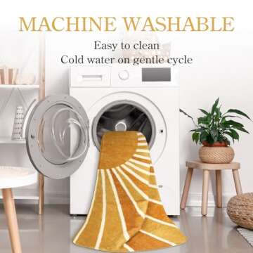 Lahome Sun Print Machine Washable Area Rugs-4x6 Rug for Bedroom, Large Non-Slip Throw Rugs for Living Room, Boho Kids Nursery Rug Carpet for Entryway Dinning Room Office Rug Decor (4'x6', Rainbow Sun)