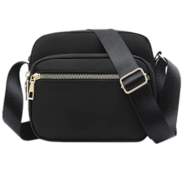 DIHKLCIO Nylon Crossbody Bags for Women - Waterproof Black Purse