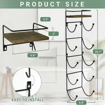 Wall Mounted Towel Rack with Top Shelf & Organizer