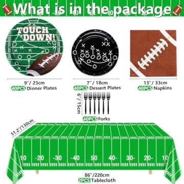 Football Party Supplies for 40 Guests, Disposable Tableware Set includes Football Formation Tactics ...
