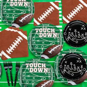 Football Party Supplies for 40 Guests, Disposable Tableware Set includes Football Formation Tactics Plates, Football Napkins, Football Field Tablecloths for Football Game Day, Football Birthday Party