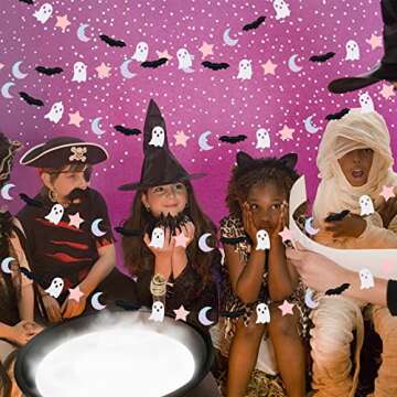 5Pcs Halloween Ghost Garland Banner Halloween Bat Garland, Pink Black Halloween Garland for Pink Halloween Ghost Baby Shower Birthday Party Decorations