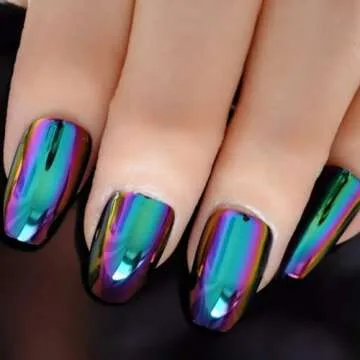 Super Holographic Blue Purple Coffin Nails - High Quality Tips