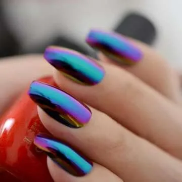 Super Holographic Blue Purple Coffin Nails - High Quality Tips