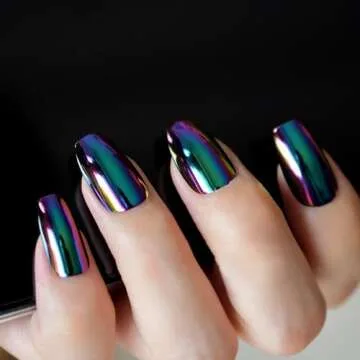 Super Holographic Blue Purple Coffin Nails - High Quality Tips