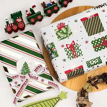 WRAPAHOLIC Christmas Wrapping Paper Set - 4 Rolls Deluxe