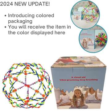4E's Novelty Expandable Breathing Ball - Stress Reliever Fidget Toys Expands from 6 to 12" for Yoga, Anxiety, Relaxation - Expanding Sphere for Kids & Adult Gift Idea