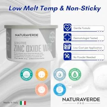 NaturaverdePro Zinc Oxide Soft Wax for Sensitive Skin, Body and Facial Hair Removal, Wax Hair Remover for Women, Sensitive Skin - 14oz