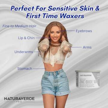 NaturaverdePro Zinc Oxide Soft Wax for Sensitive Skin, Body and Facial Hair Removal, Wax Hair Remover for Women, Sensitive Skin - 14oz