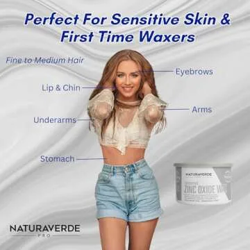 NaturaverdePro Zinc Oxide Soft Wax for Sensitive Skin, Body and Facial Hair Removal, Wax Hair Remover for Women, Sensitive Skin - 14oz