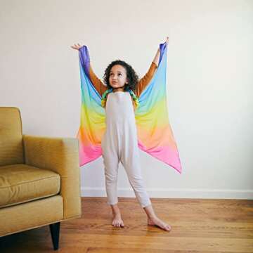 Sarah's Silks Rainbow Fairy Wings | Butterfly Costume for Kids, Real Natural Silk Montessori Waldorf...
