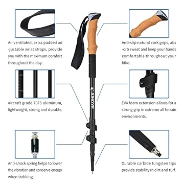 Aihoye Trekking Hiking Poles - Lightweight Adjustable 2 Pack